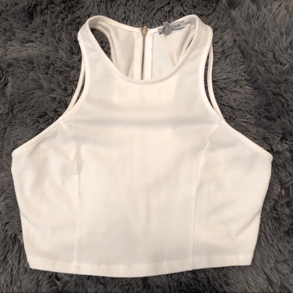 White racerback crop top